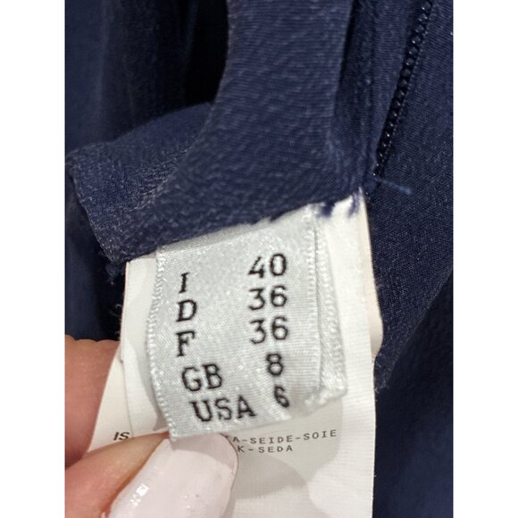 Cedric Charlier 100% Silk Layered Sleeveless Shift Dress navy blue size 6 - Picture 6 of 7